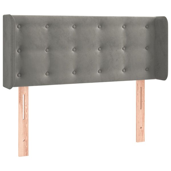vidaXL T&ecirc;te de lit avec oreilles Gris clair 93x16x78/88 cm Velours