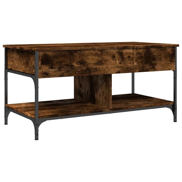 vidaXL Table basse ch&ecirc;ne fum&eacute; 100x50x50 cm bois d'ing&eacute;nierie et m&eacute;tal