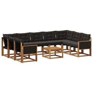 vidaXL Ensemble de canap&eacute;s d'ext&eacute;rieur 10 pcs Naturel et noir