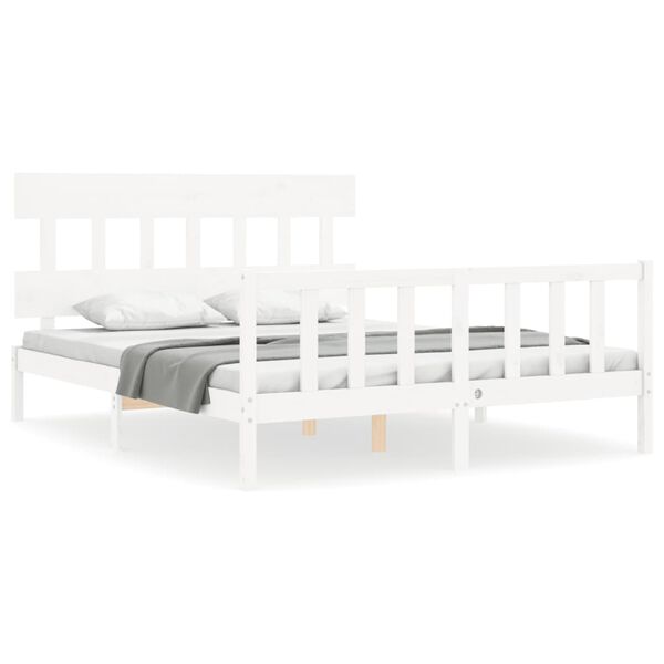 vidaXL Cadre de lit sans matelas blanc 160x200 cm bois de pin massif
