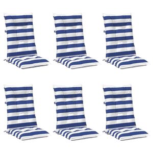 vidaXL Coussin d'ext&eacute;rieur 6 pc Tissu Bleu et Blanc 120 x 50 x 7 cm