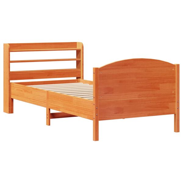 vidaXL Cadre de lit sans matelas cire marron 90x200 cm bois pin massif
