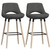 vidaXL Tabourets de bar lot de 2 gris foncé tissu