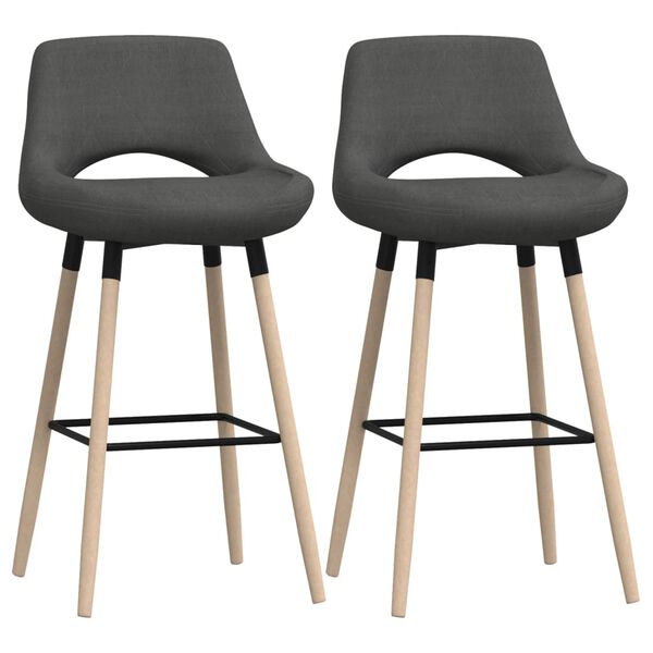 vidaXL Tabourets de bar lot de 2 gris foncé tissu