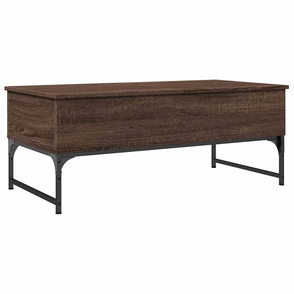 vidaXL Table basse ch&ecirc;ne marron 100x50x40cm bois d'ing&eacute;nierie et m&eacute;tal