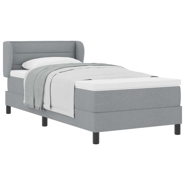 vidaXL Lit &agrave; ressorts avec matelas Gris clair 90 x 200 cm tissu