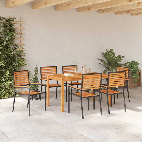 vidaXL Ensemble de salle à manger pour jardin 7 pcs Noir Poly rotin