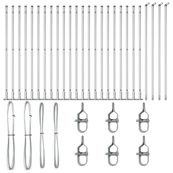 vidaXL Poteau de cl&ocirc;ture. 26 pcs Gris 3,2 x 3,2 x 150 cm