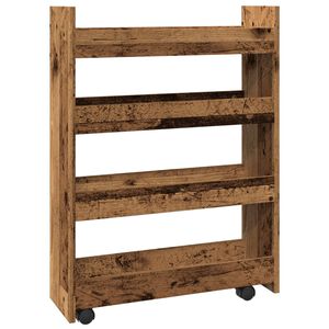 vidaXL Chariot de rangement &eacute;troit 4 niveaux vieux bois