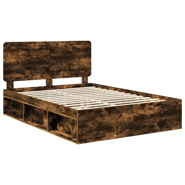 vidaXL Cadre de lit Ch&ecirc;ne fum&eacute; 150 x 200 cm Bois de pin massif