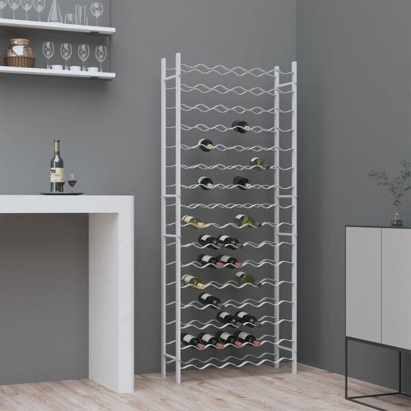 vidaXL Casier &agrave; bouteilles pour 96 bouteilles Blanc M&eacute;tal