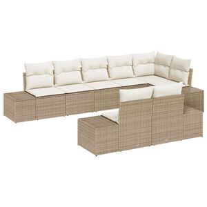 vidaXL Ensemble de canap&eacute; de jardin 8 pcs Beige et cr&egrave;me Poly rotin