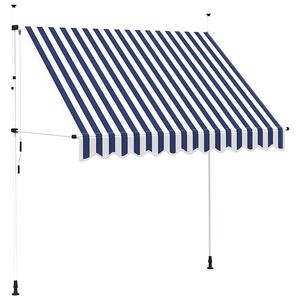 vidaXL Auvent r&eacute;tractable manuel 250 cm Rayures bleues et blanches