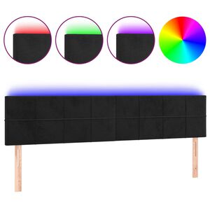 vidaXL T&ecirc;te de lit &agrave; LED Noir 160x5x78/88 cm Velours