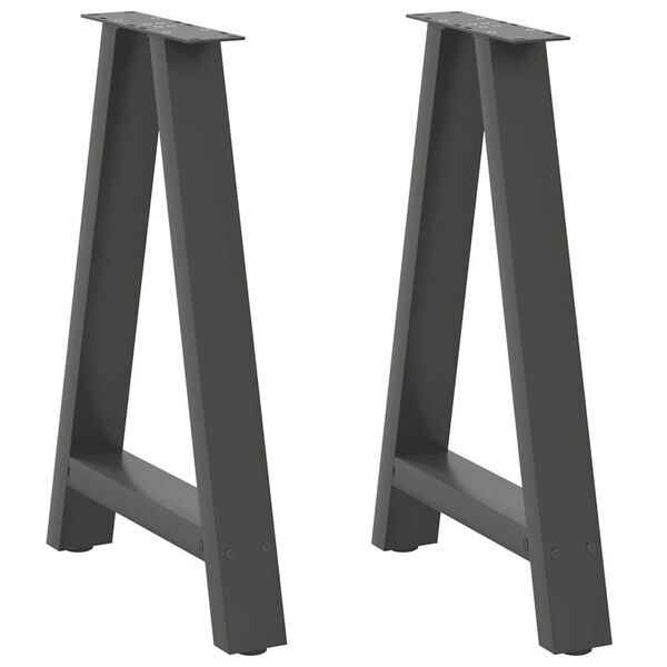 vidaXL Pieds de table &agrave; manger en forme de A 2 pi&egrave;ces Anthracite 60 x (72-73) cm Acier
