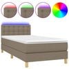 vidaXL Sommier &agrave; lattes de lit avec matelas LED Taupe 80x200 cm Tissu