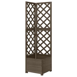 vidaXL Jardini&egrave;re d'angle en treillis Gris 40x40x150 cm Bois de sapin