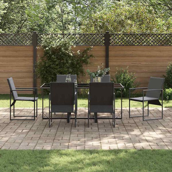 vidaXL Ensemble de salle &agrave; manger pour jardin 7 pcs Noir Acier