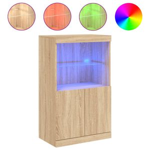 vidaXL Buffet avec lumi&egrave;res LED ch&ecirc;ne sonoma 60,5x37x100 cm