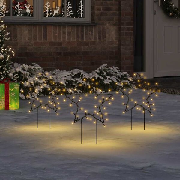 vidaXL D&eacute;coration lumineuse &eacute;toile de No&euml;l piquets 3 pcs 50 LED 29 cm