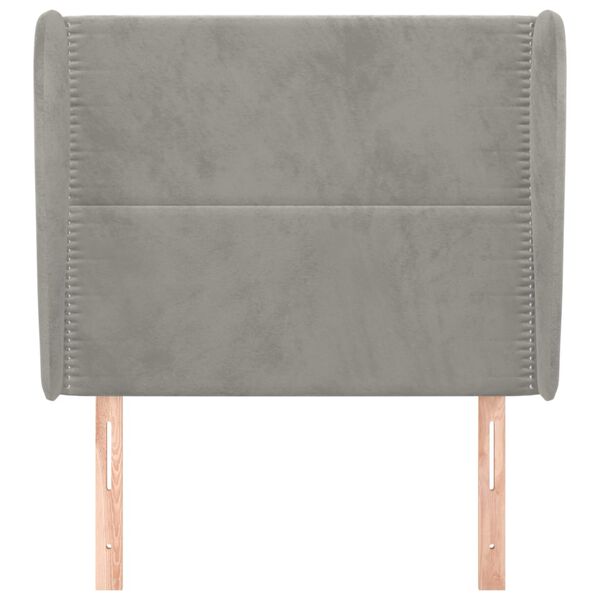 vidaXL T&ecirc;te de lit avec oreilles Gris clair 93x23x118/128 cm Velours
