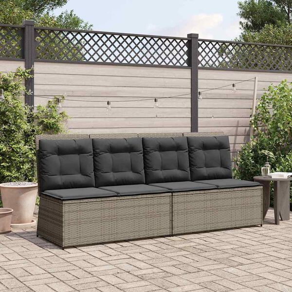 vidaXL Banc de jardin avec coussin Gris Poly rotin