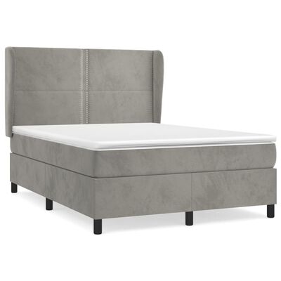 vidaXL Sommier à lattes de lit et matelas Gris clair 140x200cm Velours