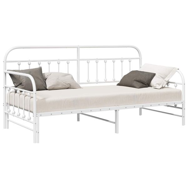 vidaXL Cadre de lit de jour Blanc 100 x 190 cm Acier enduit de poudre