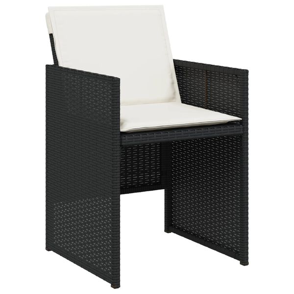 vidaXL Ensemble &agrave; manger de jardin 15 pcs coussins noir r&eacute;sine tress&eacute;e