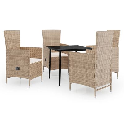 vidaXL Ensemble de salle à manger de jardin avec coussins 5 pcs Beige