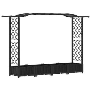 vidaXL Lit &Eacute;lev&eacute; avec Treillis et Toit Noir 207 x 40 x 123 cm PP