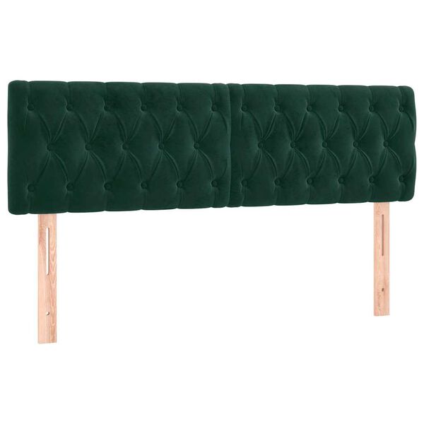 vidaXL T&ecirc;tes de lit 2 pcs Vert fonc&eacute; 80x7x78/88 cm Velours