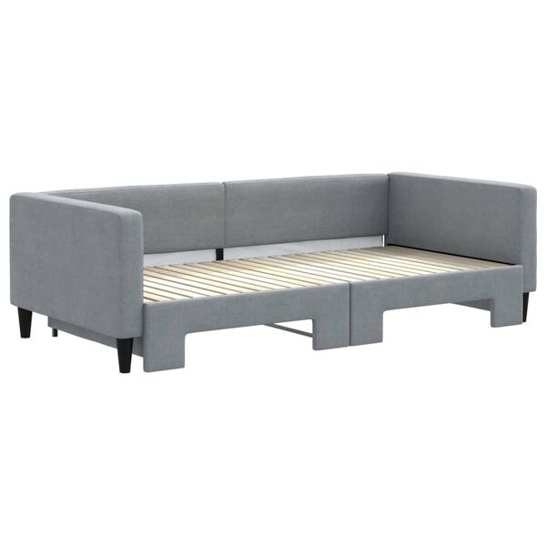 vidaXL Lit de jour avec gigogne sans matelas gris clair 100x200 cm