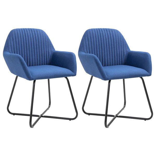 vidaXL Chaises à manger lot de 2 bleu tissu