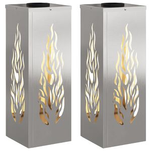 vidaXL Lumi&egrave;re de chemin LED solaire 2 pc Blanc chaud 18 x 18 x 50 cm