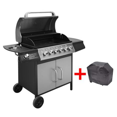 vidaXL Barbecue au gaz 6+1 zone de cuisson Noir et argenté