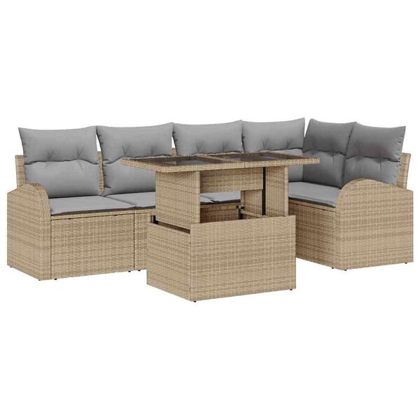 vidaXL Ensemble de canapé de jardin 6 pcs Beige et Gris clair