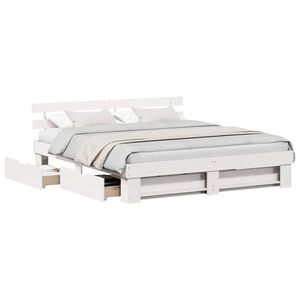 vidaXL Cadre de lit avec t&ecirc;te de lit Blanc 180 x 200 cm Pin massif