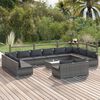 vidaXL Salon de jardin 13 pcs avec coussins Gris R&eacute;sine tress&eacute;e