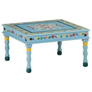 vidaXL Table basse turquoise bois de manguier massif peint &agrave; la main