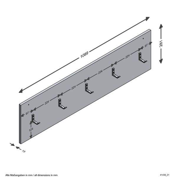FMD Portemanteau mural 108,9x1,5x28,1 cm Ch&ecirc;ne artisanal