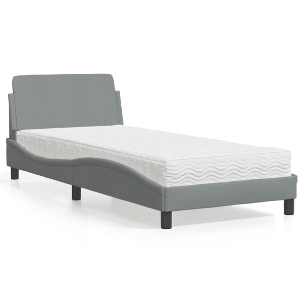 vidaXL Lit avec matelas Dover gris clair 80x200 cm tissu