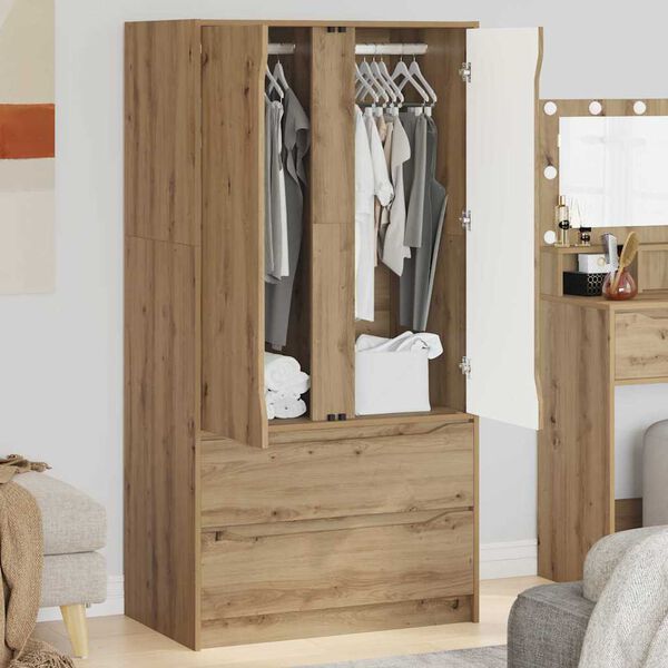 vidaXL Armoire Ch&ecirc;ne Artisanal 79,5 x 49 x 156 cm Bois d&rsquo;ing&eacute;nierie