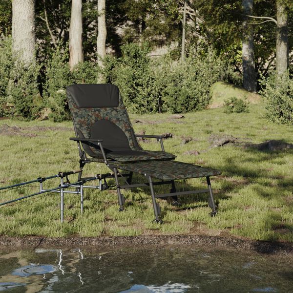 vidaXL Transat de p&ecirc;che avec pieds &agrave; boue r&eacute;glables pliable camouflage