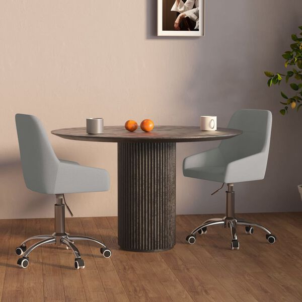 vidaXL Chaises pivotantes &agrave; manger lot de 2 Gris clair Tissu