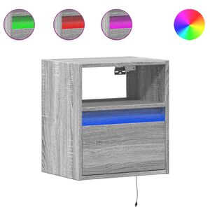 vidaXL Table de chevet murale avec lumi&egrave;res LED sonoma gris