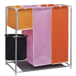 vidaXL Panier &agrave; linge &agrave; 3 sections avec un bac de lavage