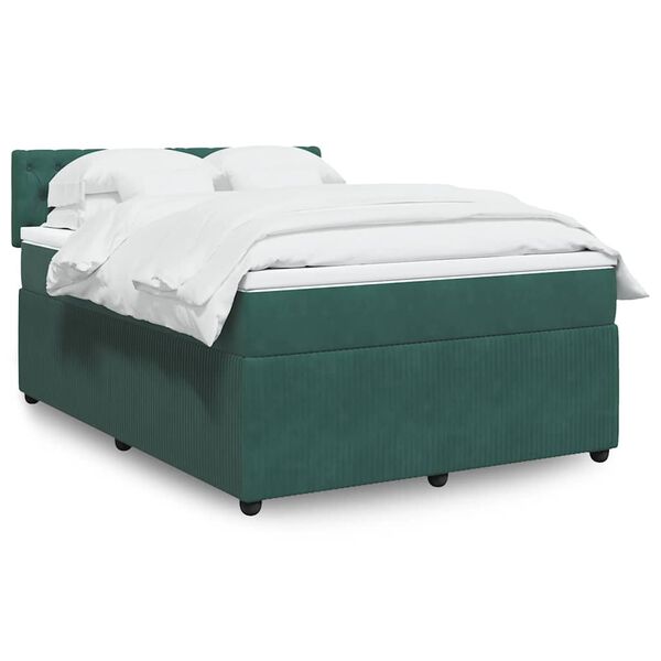 vidaXL Sommier &agrave; lattes de lit et matelas Vert fonc&eacute; 160x200cm Velours