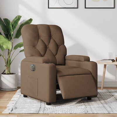 vidaXL Fauteuil inclinable électrique Marron Tissu