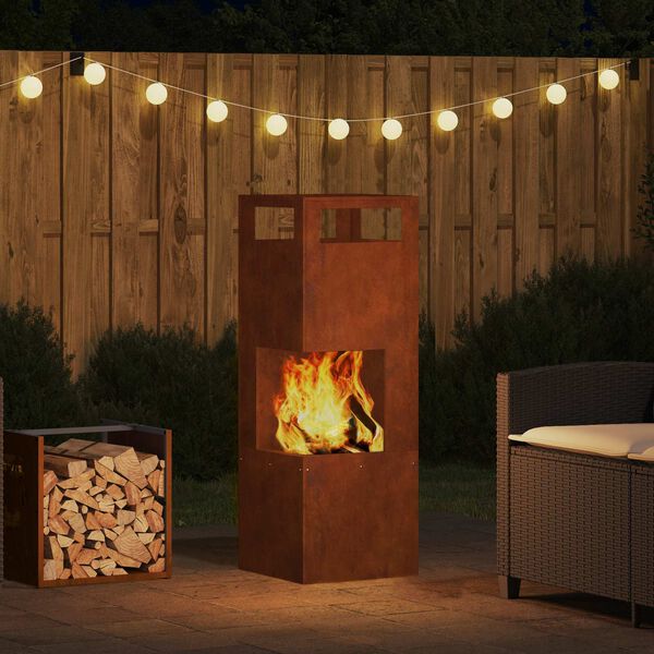 vidaXL Braise Marron 35 x 35 x 100 cm Acier